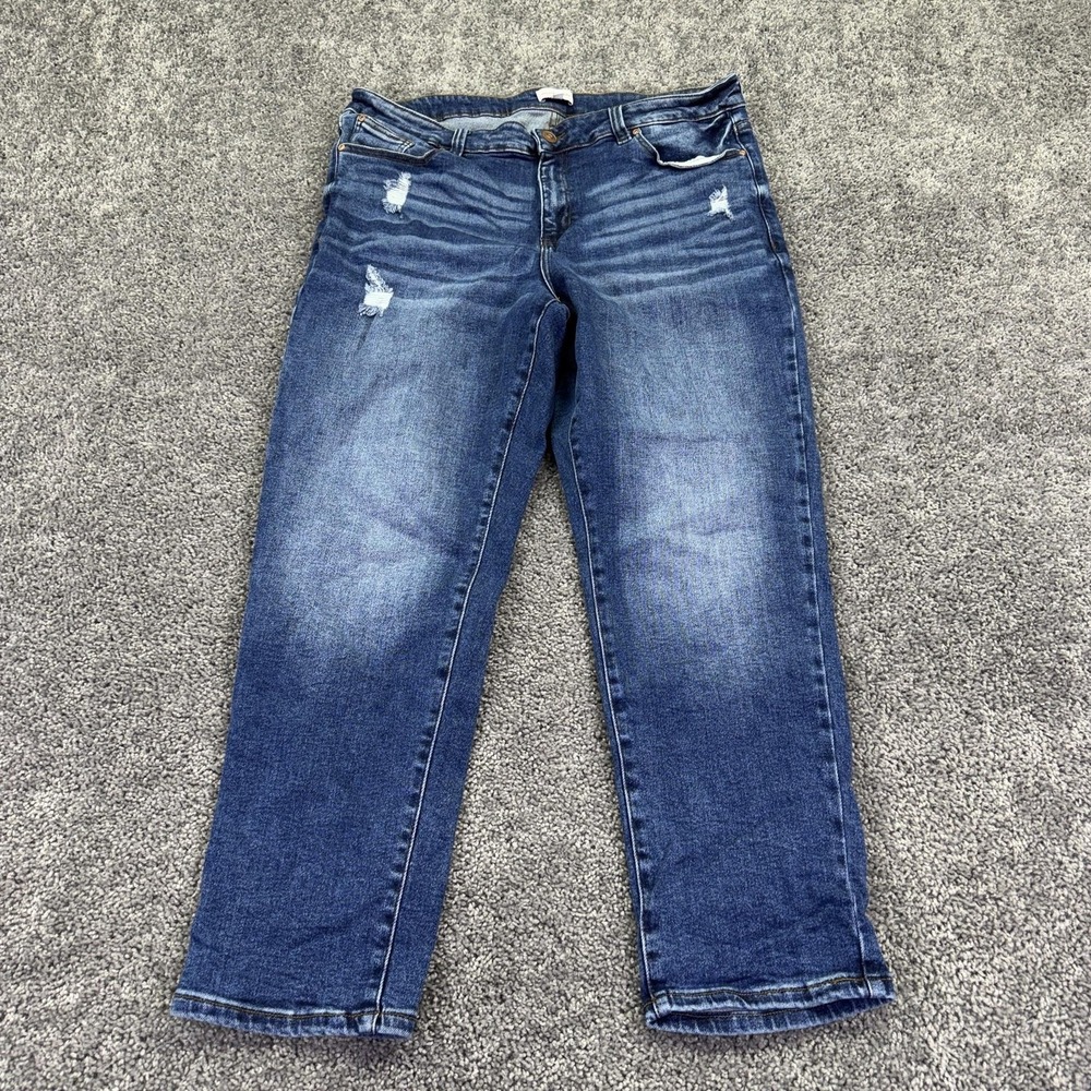 Molly & Isadora Jeans Womens 18W Blue Straight Distressed Medium Wash Denim